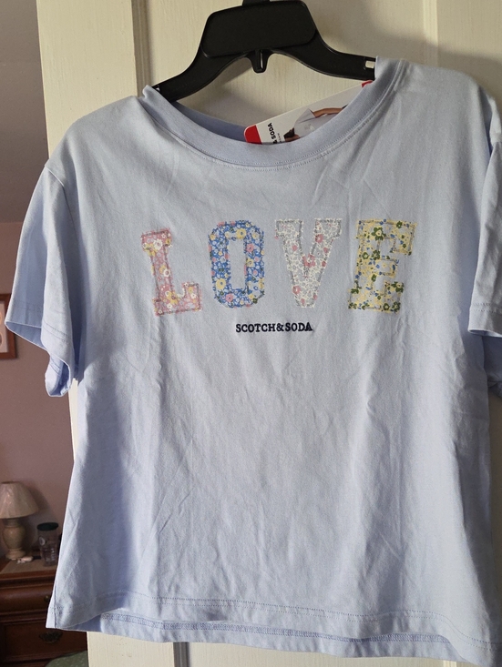 Scotch & Soda Tops - Scotch & Soda Pastel Blue Floral 'LOVE' Tee